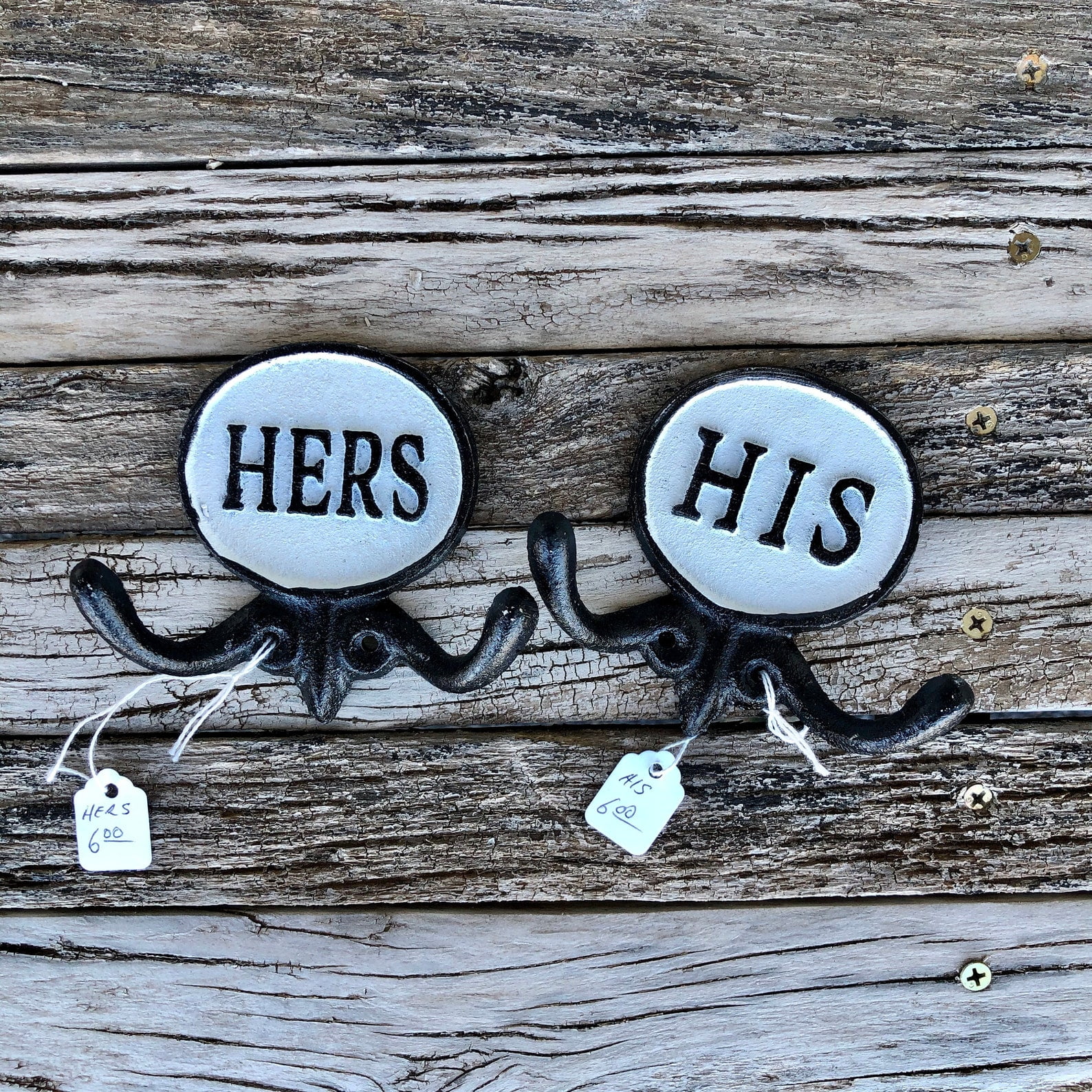 His and Hers Cast Iron Wall Hooks