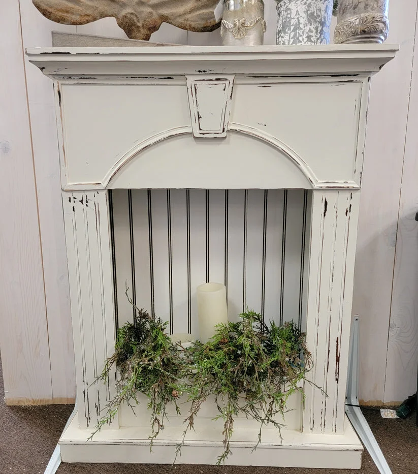 Distressed French Country Faux Fireplace Mantle