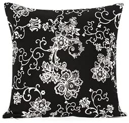 black and white floral pillow - Silver Fern Decor Black and White Floral