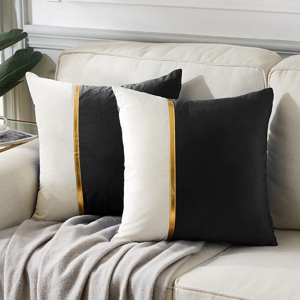 black and white couch pillows - Fancy Homi 2 Packs Black Decorative Throw Pillow Covers 18x18