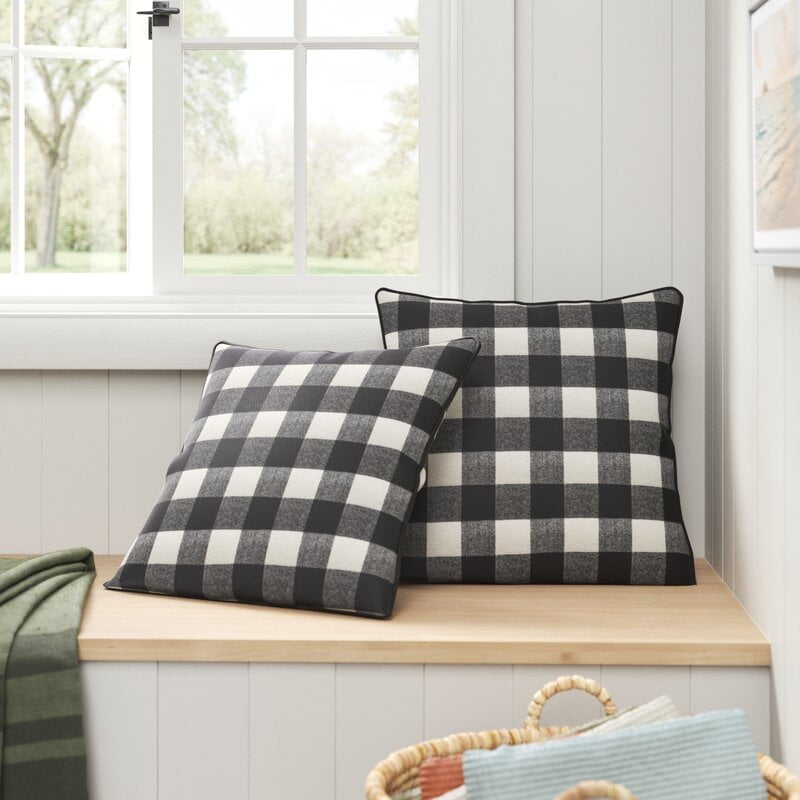 black and white buffalo plaid pillows - Champlain Square Pillow Cover and Insert (Set of 2)