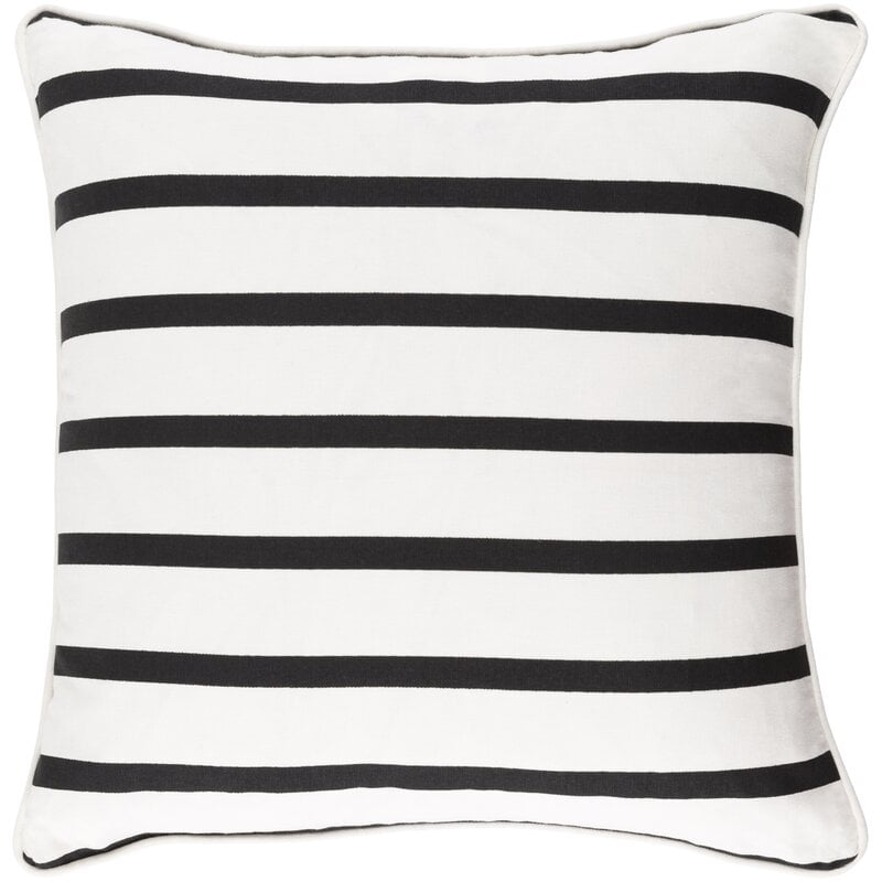 black and white striped pillow - Dolores Square Cotton Pillow Cover