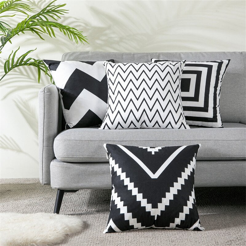 black and white chevron pillows - Geoff Outdoor Square Pillow Cover (Set of 4)