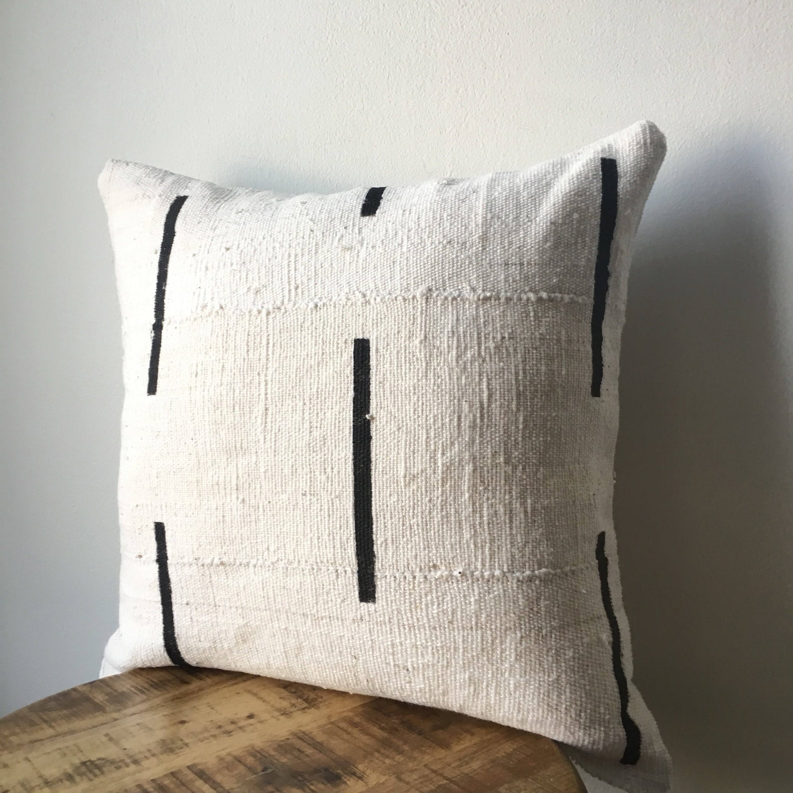 black and white couch pillows - DOUBLE SIDED with Insert - White with Black Dashed Lines 