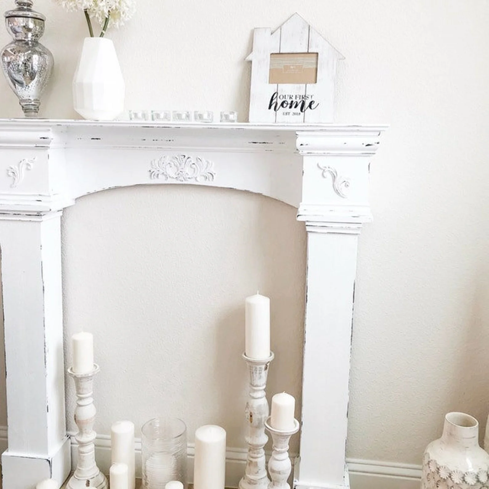 Vintage Mantle With Surrounds, French Country Mantle