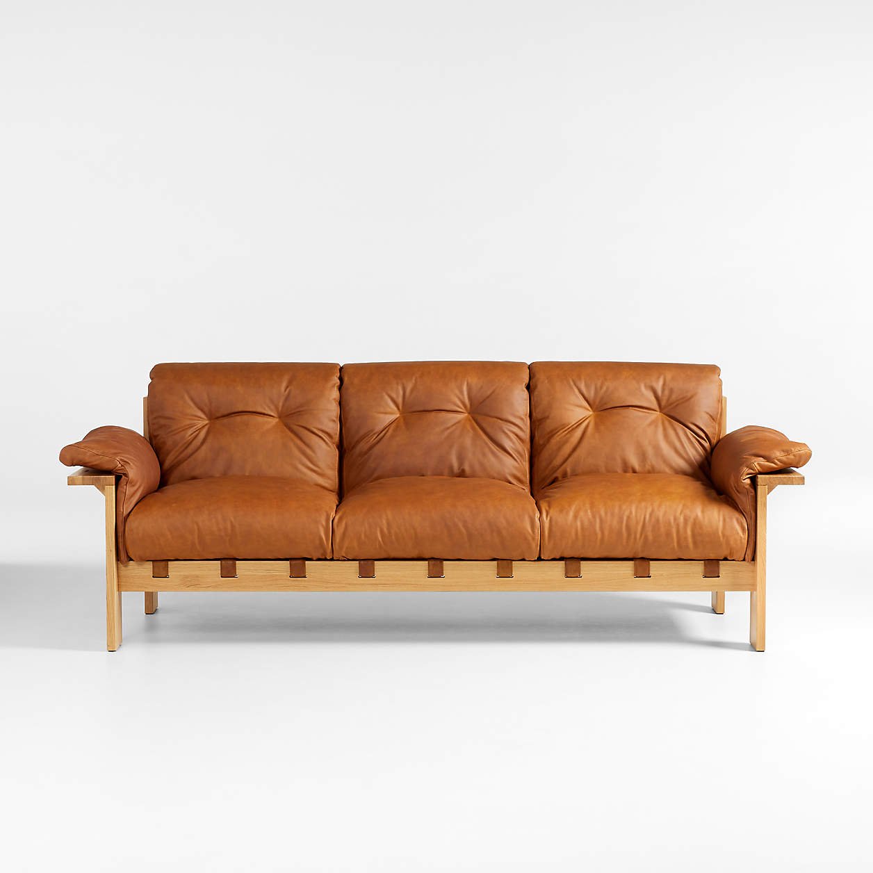 Shinola Runwell Wood Frame Leather Sofa