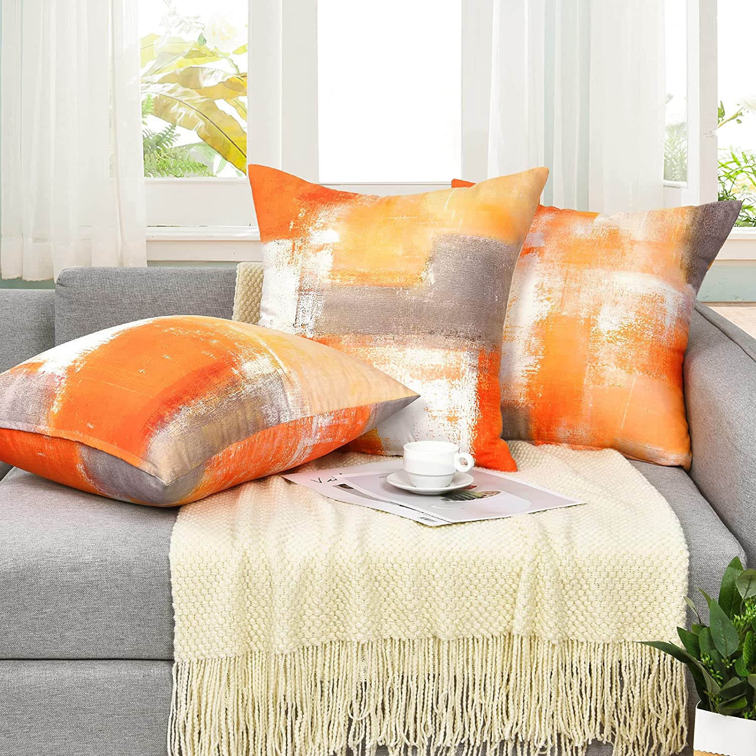 Orange Pillow - Yastouay Orange Throw Pillow Covers