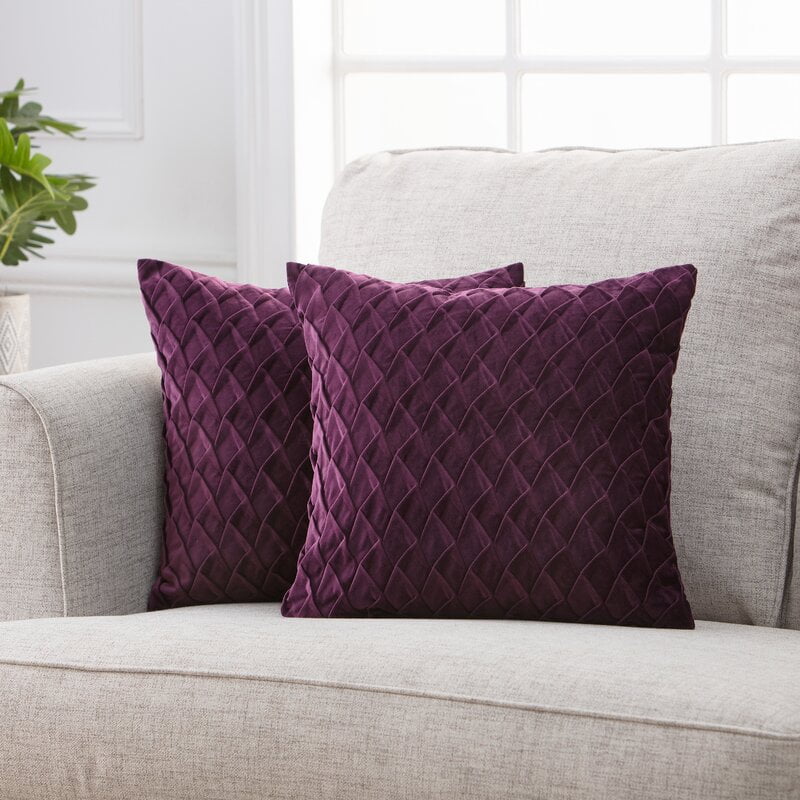 Purple Pillow - House of Hampton® Gem Textured Velvet Decorative Throw Pillow Cover 