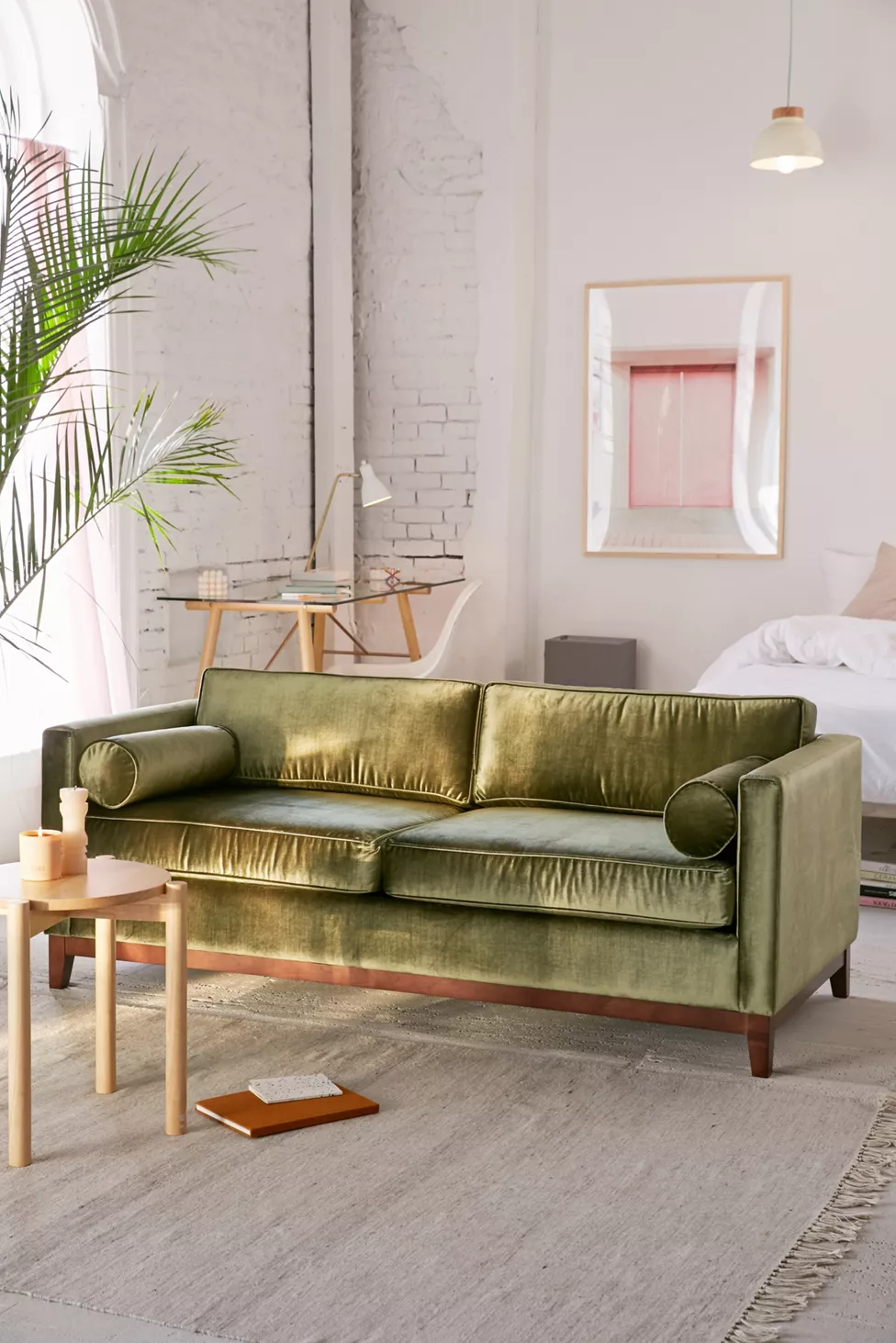 velvet furniture - Piper Petite Velvet Sofa
