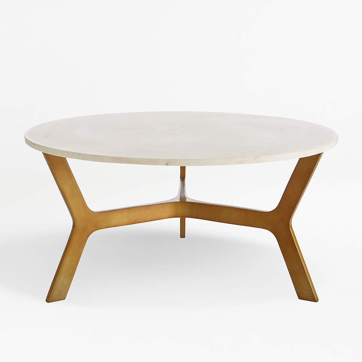 Elke Round Marble Coffee Table with Brass Base