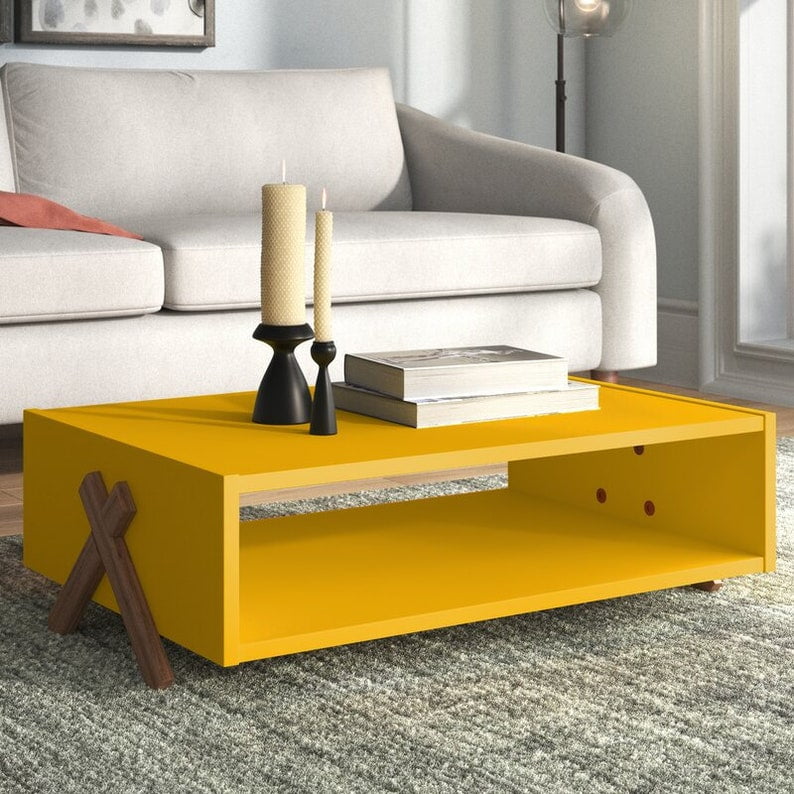 Cross Legs Coffee Table with Storage