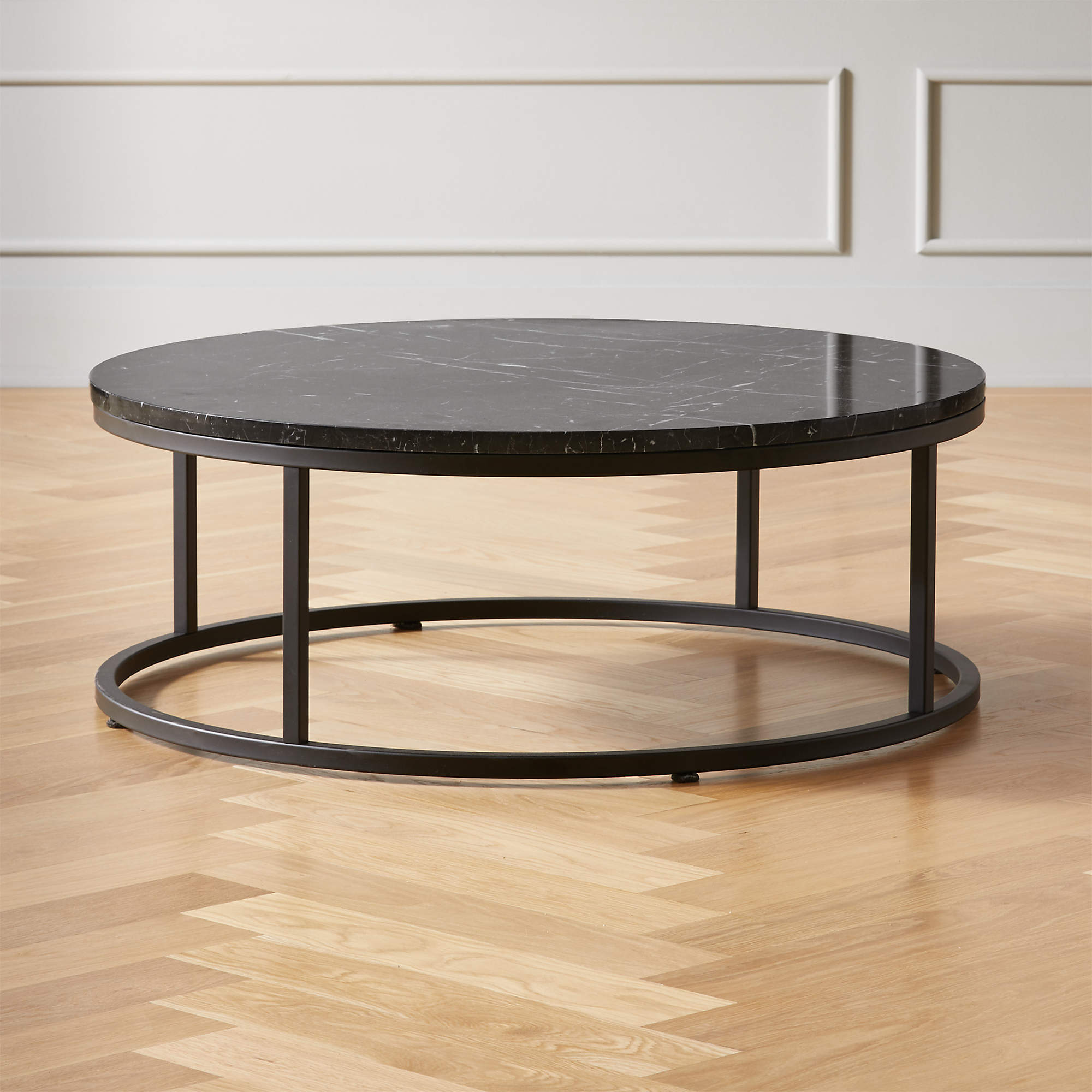 SMART ROUND BLACK MARBLE COFFEE TABLE