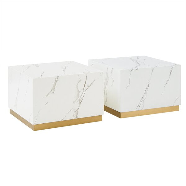 Roman Faux Marble Square Table With Casters