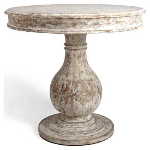 Diane French Country Aged White Pedestal Table