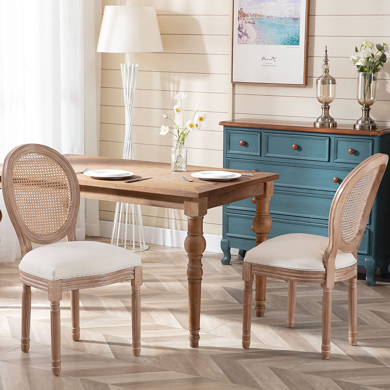 HomSof Upholstered Fabrice French Dining Chair