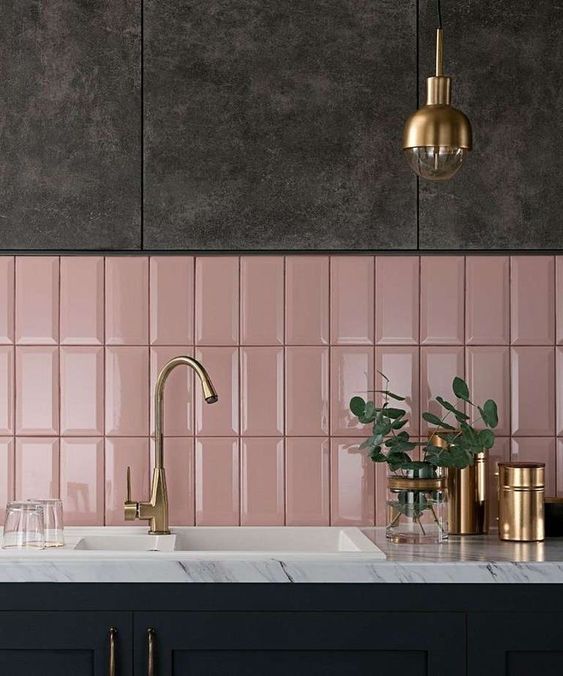 Prepare for your inner girly-girl to squeal in delight. Why? Pretty pink tiles in the kitchen and bathroom have been deemed 