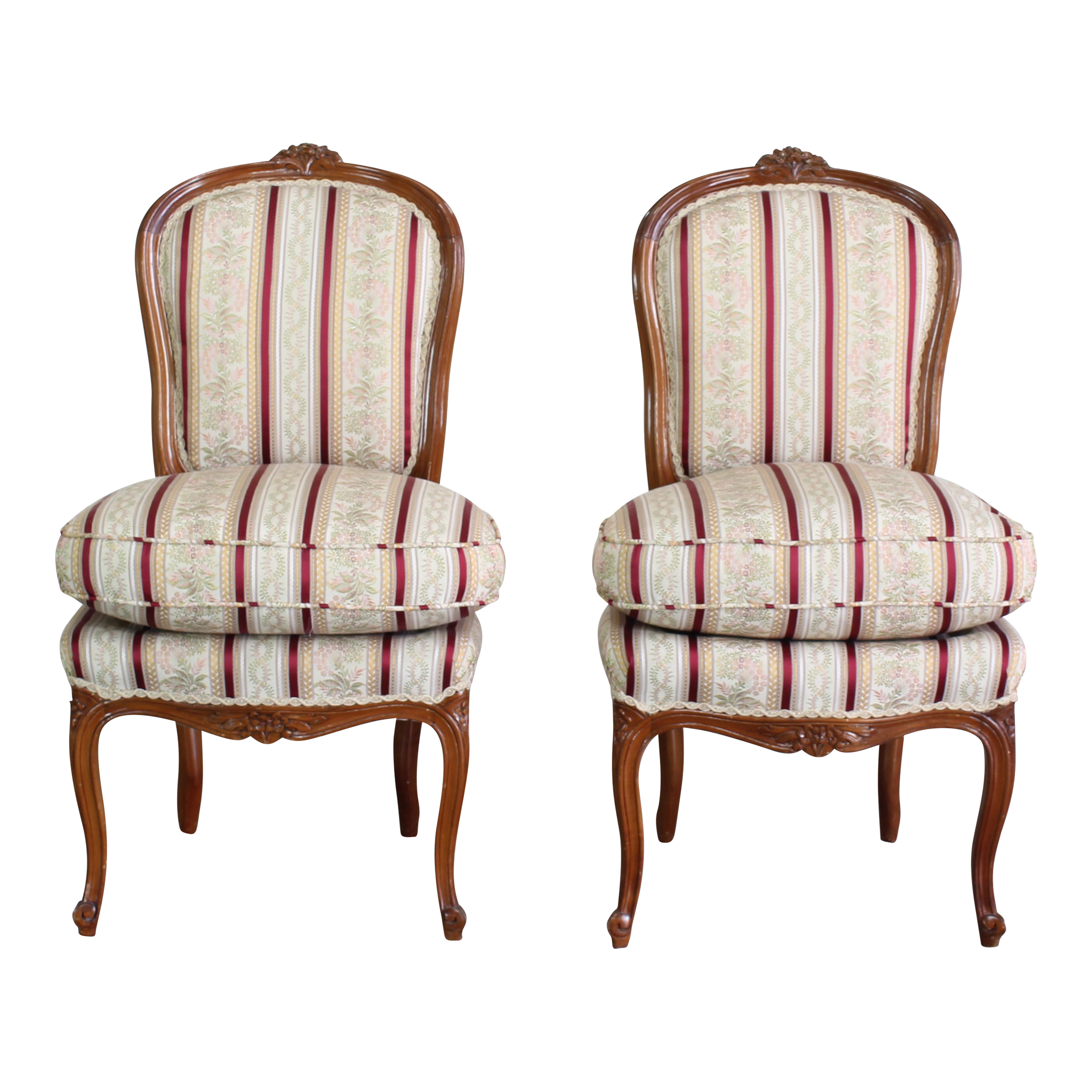 Vintage Louis XV Style Side Chairs, a Pair