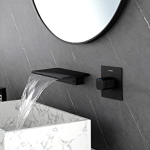 Waterfall Matte Black Bathroom Faucet for Sink